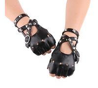 NINVVS A pair of pu hollow black rivet gloves, fashionable fingerless short style, dance mountain bike bicycle camping outdoor activities, four seasons gloves for men and women