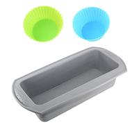 NINVVS Silicone Baking Mold Box 3 Pieces, Bread Baking Mold 1 Piece, Silicone Cake Cup Shape Muffin Cup Small Cake Cup 2 Pieces, Rectangular Cake Mold, Silicone Mold for Cake and Bread