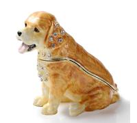 NIODAY Hand Painted Trinket Box Enamel Vintage Jewelry Box Hinged Metal Jewelry Organizer Decorative Treasure Box Unique Gifts Dog A