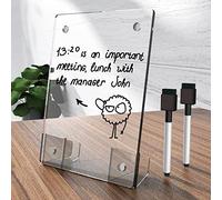 NiOffice Clear Acrylic White Board 8x6 Inches,Weekly Planner Board, Frameless Desktop Dry Erase Board with Flexible Magnetic Stand and Markers, Whiteboard Desk Accessories for Home, Office, School