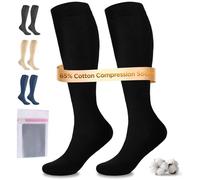 Niofind Compression Socks for Women & Men, 15-20 mmHg Knee High Cotton Graduated Support Socks, Travel & Flight Sock for Work, Running, Pregnancy & Long Standing with Laundry Bag