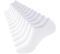 Niofind No Show Trainer Socks Mens Womens Invisible Footies Men Ladies Low Cut Cotton Multipack Breathable Summer Casual Liner Ankle Socks with Non-Slip Silicone 6 Pairs 12-14 (White)