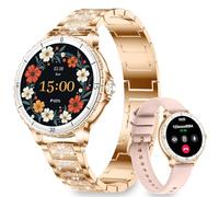niolina Smart Watches for Women, 1.27" HD Smartwatch with Diamond Strap Compatible Android/iOS, Answer/Make Call, IP68 Waterproof Fitness Watch with Heart Rate, Sleep Monitor, 120+ Sports, RoseGold