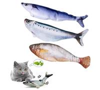 NIOMICO 3Pcs Floppy Fish Cat Toy 7 Inch Simulation Fish Shape Realistic Moving Cat Toy Catnip Fillable Interactive Rechargeable for Kitten Kitty Flopping