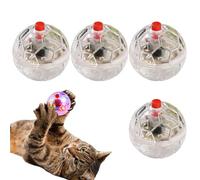 NIOMICO 4PCS Cat Balls Ghost Hunting Motion Activated LED Cat Ball Toy 1.4 inch Plastic Light Up Interactive Toys for Indoor Small Dog Pets Ball Toy