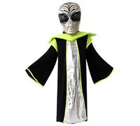 NIOMICO Alien Costume Kids Realistic Alien Mask with Soft Robe Funny Halloween Costume For Kids Cosplay Party, Suitable for a height of 115-125cm
