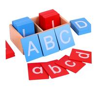 NIOMICO Alphabet Flash Cards, Lower and Capital Case Sandpaper Letters, Early Educational Montessori Letters, Wooden Abc Flash Cards with Boxes for KidsSandpaper