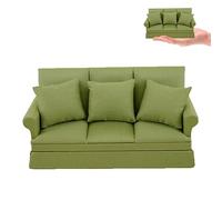 NIOMICO Mini Dollhouse Sofa 1/12 Scale Three-Person Miniature Sofa Chair with 3 Removable Cushions Cute Dollhouse Furniture Accessory for Christmas Decor Furniture