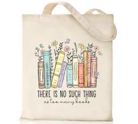 Nioobager Canvas Tote Bag for Women with Inner Pocket, Aesthetic Shoulder Book Bags Gift Totes Shopping Reusable Grocery Bags, 02 There is No Such Thing as Too Many Books, One Size