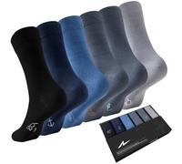 Niorasen 6 Pairs Bamboo Mens Socks, Comfortable Soft Top Crew Socks, Breathable Smart Classic Dress Sock with Gift Box for Everyday Business Casual multicolor 5-9