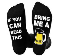 Niorasen Funny Socks for Men, Black Cotton Calf Socks - Thanksgiving Christmas Birthday Gifts, Novelty Gifts Ideas for Dad Grandad and Beer Lovers, Size 6-11