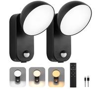 NIORSUN 10000mAh Rechargeable Motion Sensor Outdoor Light, 3 Modes & 3 Color Temps, IP65 Waterproof Battery Security Light for Shed, Garage, Fence, Patio, Pathway, Balcony-No Wiring Needed 2 Packs