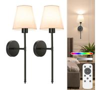 Niorsun 19.9 Inch Battery Operated Wall Light, Black Rechargeable Lights Indoor With 5200 Mah Dimmable Detachable Bulbs And