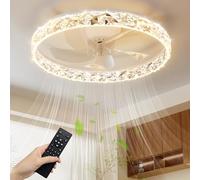 NIORSUN 40CM LED Ceiling Fan with Lights and APP Remote, 3000K/4500K/6000K Stepless Dimmable Low Profile Ceiling Fan, Flush Mount Ceiling Fans,6 Speeds Ceiling Fan Light for Bedroom Living Room（White）