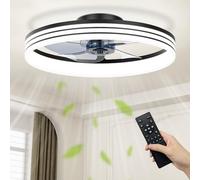 NIORSUN 50cm Ceiling Fans with Lights and APP Remote, 6 Speeds and 3000K-6500K Dimmable Quiet Ceiling Fan Light, Smart Modern LED Fan Lights Ceiling for Bedroom Dining Room Living Room (Black)