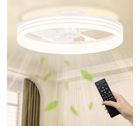 NIORSUN 50cm Ceiling Fans with Lights and APP Remote, 6 Speeds and 3000K-6500K Dimmable Quiet Ceiling Fan Light, Smart Modern LED Fan Lights Ceiling for Bedroom Dining Room Living Room (White)