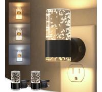 NIORSUN Night Light Plug into Wall, Dimmable Nights Lights with 3 CCT & 5 Brightness Levels, Slim Acrylic Plug in Night Light, Auto Dusk to Dawn Sensor for Stairs, Hallway, Bathroom, Black, 2 Pack