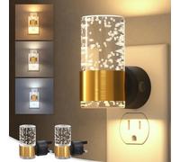 NIORSUN Night Light Plug into Wall, Dimmable Nights Lights with 3 CCT & 5 Brightness Levels, Slim Acrylic Plug in Night Light, Auto Dusk to Dawn Sensor for Stairs, Hallway, Bathroom, Gold,2 Pack