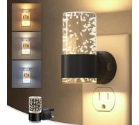 NIORSUN Night Light Plug into Wall, Dimmable Nights Lights with 3 CCT & 5 Brightness Levels, Slim Acrylic Plug in Night Light, Auto Dusk to Dawn Sensor for Stairs, Hallway, Bathroom, Black, 1 Pack