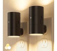 NIORSUN Night Lights Plug into Wall, Dimmable with 3 Color Modes & Auto On/Off Sensor, Ultra-Slim Nightlight for Hallway, Bathroom, Bedroom, Nursery, Kitchen (2 Pack, Black)
