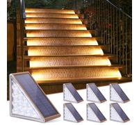 NIORSUN Outdoor Stair Lights 6 Pack, Solar Step Lights IP67 Waterproof with 13 Bright LEDs, 3000K Warm White, Auto On/Off, Triangular Design for Steps, Deck, Patio, Yard, Porch, Sidewalk