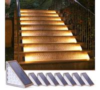 NIORSUN Outdoor Stair Lights 8 Pack, Solar Step Lights IP67 Waterproof with 13 Bright LEDs, 3000K Warm White, Auto On/Off, Triangular Design for Steps, Deck, Patio, Yard, Porch, Sidewalk