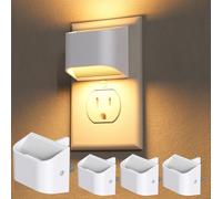 NIORSUN Plug in Night Light, Auto Brightness Sensor Night Light, 3000K Warm White, Dusk to Dawn Sensor Led Night Light,Ultra-Slim Wall Light for Hallway Bathroom Bedroom Stairs, 4 Pack,White