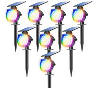NIORSUN Solar Color Changing Lights Outdoor,7 Lighting Modes RGB Solar Outdoor Lights,IP67 Waterproof Multicolor Landscape Spotlights for Halloween Holiday Decorations,8 Pack