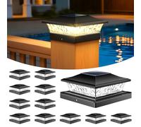 NIORSUN Solar Post Cap Lights, 12 Pack 2-Mode(Warm/Cool Light) Fence Post Lights, IP64 Waterproof, Auto On/Off, Outdoor Deck Fence Garden Lights for 4 * 4 5 * 5 Wood/Vinyl Posts