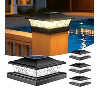 NIORSUN Solar Post Cap Lights, 4 Pack 2-Mode(Warm/Cool Light) Fence Post Lights, IP64 Waterproof, Auto On/Off, Outdoor Deck Fence Garden Lights for 4 * 4 5 * 5 Wood/Vinyl Posts