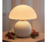 NIORSUN Wireless Mushroom Lamp,Table Lamp for Bedroom, Portables Cordless Lamps,Wireless lamp,Small Bedside Table Touch Lamps for Living Room,Mini Mushroom 5200mAh Battery Operated Lamp Modern (White)