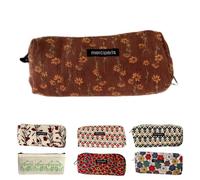 NIORYUZ Flower Prints Pencil Pen Pouch Purse Bag Cosmetic Case Organizer Soft Cotton Canvas (D)