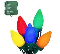 NIOSTA C7 Vintage Christmas Lights, 50 LED 27Ft with 8 Modes, Battery/USB Powered, Timer, Waterproof, Multicolor, Metal Finish