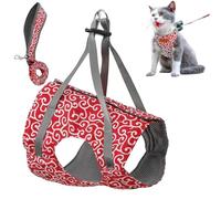 Niowatchted Cat Vest Harness and Leash, Anti-Break Away Chest Strap Cat Clothes, Escape Proof Harnesses Come with Adjustable Straps for Large and Small Kittens Dogs (Red,M)