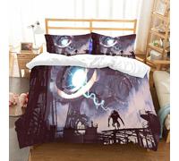 NIOYNJIS Bedding King Bedding Set - Down Duvet Cover, Soft Brush Microfiber Cover Set with 2 Pillowcases,sci-fi scene of the giant machine with blue light creating a monster in old fact,200x228 cm
