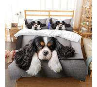 NIOYNJIS Bedding King Bedding Set - Down Duvet Cover, Soft Brush Microfiber Cover Set with 2 Pillowcases,portrait of cute cavalier spaniel,200x228 cm