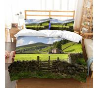 NIOYNJIS Bedding King Bedding Set - Down Duvet Cover, Soft Brush Microfiber Cover Set with 2 Pillowcases,Swaledale Yorkshire Dales England,200x228 cm