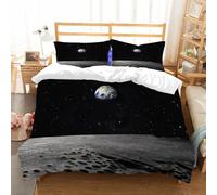 NIOYNJIS Bedding King Bedding Set - Down Duvet Cover, Soft Brush Microfiber Cover Set with 2 Pillowcases,Terre, planète Terre vue de la lune extra-atmosphérique Voie lactSalon,200x228 cm