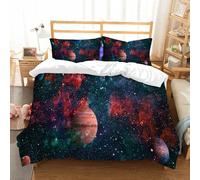 NIOYNJIS Bedding King Bedding Set - Down Duvet Cover, Soft Brush Microfiber Cover Set with 2 Pillowcases,planets stars and galaxies in outer space showing the beauty of space exploratio,200x228 cm