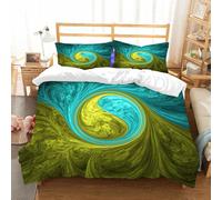 NIOYNJIS Bedding King Bedding Set - Down Duvet Cover, Soft Brush Microfiber Cover Set with 2 Pillowcases,Spiers, Zen Eastern Spiral Psychedelic Figure with Sunny Side Asian Ethnic, Blac,200x228 cm