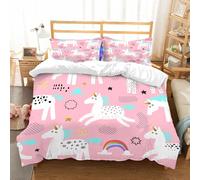 NIOYNJIS Bedding King Bedding Set - Down Duvet Cover, Soft Brush Microfiber Cover Set with 2 Pillowcases,Seamless Pattern with Magic Unicorns and Rainbow. Childish Fairytale Background,200x228 cm