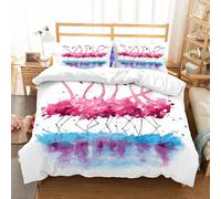 NIOYNJIS Bedding King Bedding Set - Down Duvet Cover, Soft Brush Microfiber Cover Set with 2 Pillowcases,Pink Flamingo Abstract Watercolor Flamingo Splash Elegant Dance Painting Vintang,200x228 cm