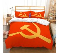 NIOYNJIS Bedding King Bedding Set - Down Duvet Cover, Soft Brush Microfiber Cover Set with 2 Pillowcases,Soviet Union torn flag waving on a metallic pole. USSR vector flag isolated on b,200x228 cm