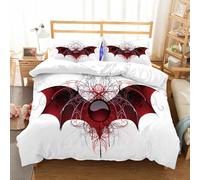 NIOYNJIS Bedding King Bedding Set - Down Duvet Cover, Soft Brush Microfiber Cover Set with 2 Pillowcases,The dark red round the banner adorned with textured wings of a dragon on a white,200x228 cm