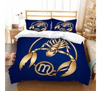 NIOYNJIS Bedding King Bedding Set - Down Duvet Cover, Soft Brush Microfiber Cover Set with 2 Pillowcases,Scorpion Zodiac Sign on the blue background,200x228 cm
