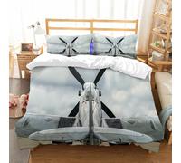 NIOYNJIS Bedding King Bedding Set - Down Duvet Cover, Soft Brush Microfiber Cover Set with 2 Pillowcases,Supermarine Spitfire Mk. XVI from the back,200x228 cm