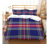 NIOYNJIS Bedding King Bedding Set - Down Duvet Cover, Soft Brush Microfiber Cover Set with 2 Pillowcases,Plaid, old-fashioned Scottish tartan country house style with a geometric look A,200x228 cm