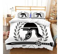 NIOYNJIS Bedding King Bedding Set - Down Duvet Cover, Soft Brush Microfiber Cover Set with 2 Pillowcases,roman helmet stencil fourth variant vector illustration,200x228 cm