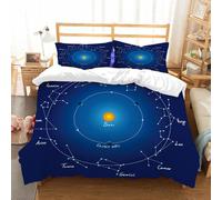 NIOYNJIS Bedding King Bedding Set - Down Duvet Cover, Soft Brush Microfiber Cover Set with 2 Pillowcases,Signs of the zodiac the solar system a set of signs of the zodiac stars cosmos u,200x228 cm