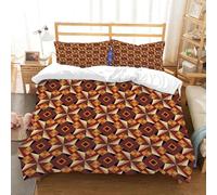 NIOYNJIS Bedding King Bedding Set - Down Duvet Cover, Soft Brush Microfiber Cover Set with 2 Pillowcases,Retro 60s 70s Vintage Geometrical Rounds Triangles Pattern Art Image,Pale Blue N,200x228 cm